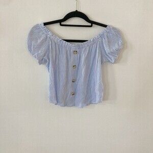 Divided H&M Women’s Size 0/XS Short Sleeve Off The Shoulder Striped Top Blouse